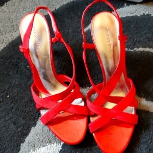 Red slingback pumps